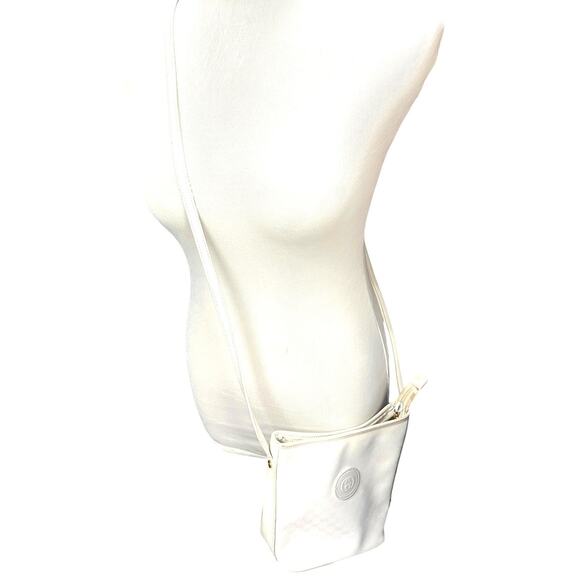 Vintage 80's Gucci White Bag Micro GG Logo Print Crossbody Purse Gold 1980's - Picture 4 of 15